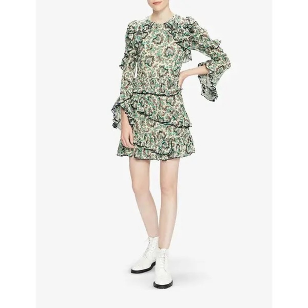 🆕 Ted Baker MiB Swinten Floral Lace Back Tier Ruffle Dress Regencycore Romantic